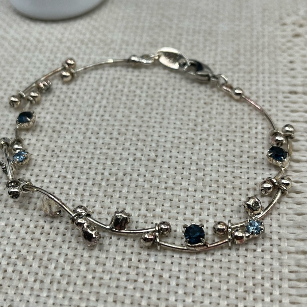 Vintage Vine CZ Bracelet Blue & Clear Stones | 7.25" - Picture 15 of 17